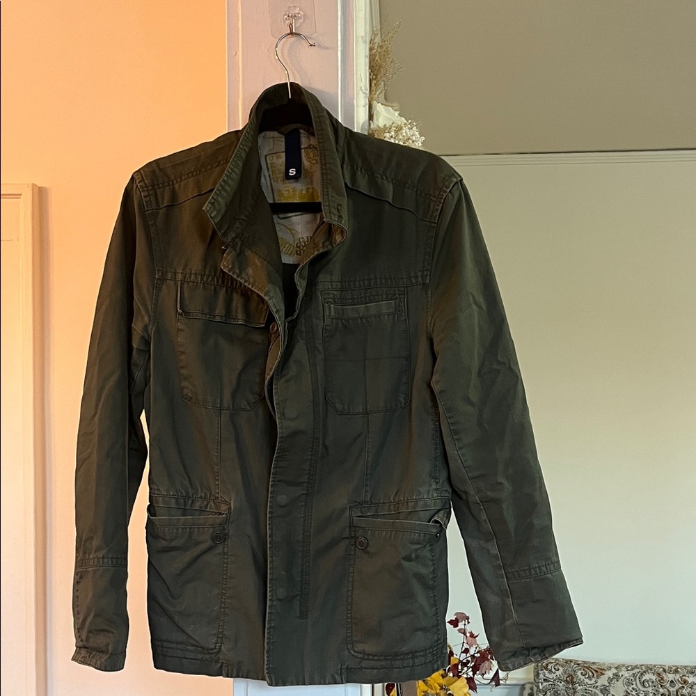 VINTAGE UNISEX H&M COTTON GREEN MARSHALL UTILITY FALL JACKET WITH ZIPPER SMALL